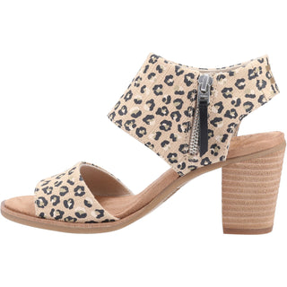 TOMS Majorca Cutout Textured Cheetah Womens Heeled Sandals
