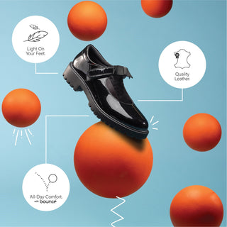 Hush Puppies Astrid Bow Patent Girls School Shoes
